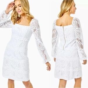 Like New! Lilly Pulitzer Zoella Resort White Bungalow Blossom Lace Long Sleeve